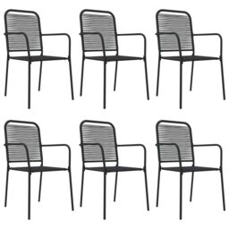 Berkfield Home 7 Piece Garden Dining Set Black Cotton Rope & Steel - thumbnail 4