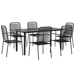 Berkfield Home 7 Piece Garden Dining Set Black Cotton Rope & Steel - thumbnail 3