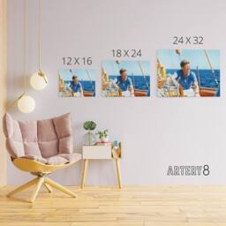 "Artery8 President John F Kennedy JFK At Yacht Wheel Canvas Wall Art Print in Blue - Size: W18"" x H24""" - thumbnail 4