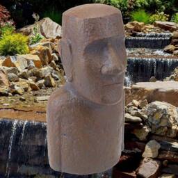 "VFM e-Store Easter Island Bronze Bust Head 12"" Zen Garden Ornament in Brown" - thumbnail 3