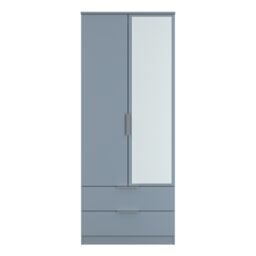 Ready Assembled 2 U Dover 2 Door 2 Drawer Mirrored Wardrobe (Ready Assembled) in Light Blue - thumbnail 2