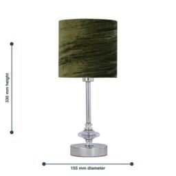 First Choice Lighting Chrome Jewelled Table Lamp with Green Crushed Velvet Shade in Silver - thumbnail 6