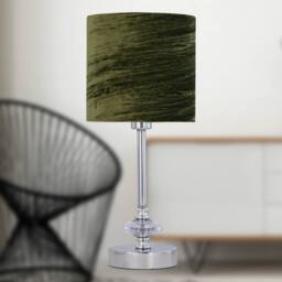 First Choice Lighting Chrome Jewelled Table Lamp with Green Crushed Velvet Shade in Silver - thumbnail 5