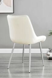 FurnitureboxUK 2x Pesaro Velvet Silver Leg Luxury Dining Chairs in Cream - thumbnail 3