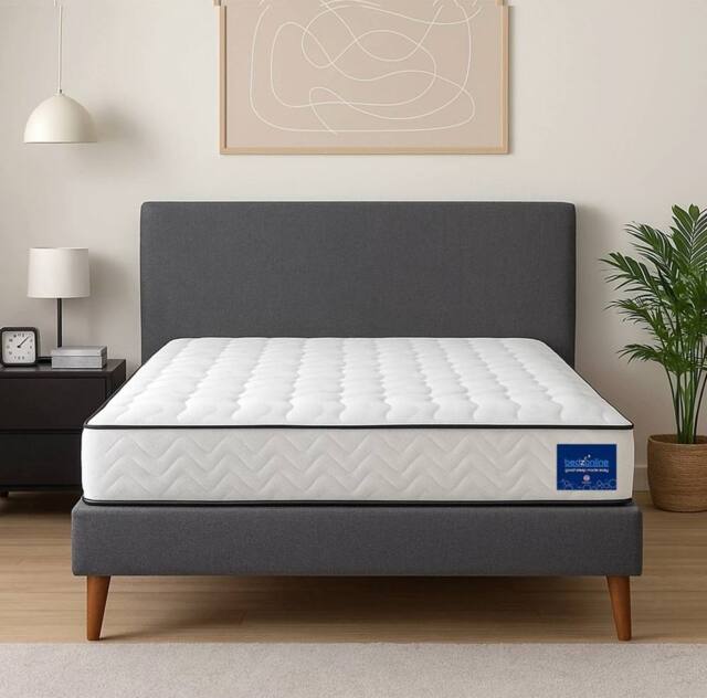 Bedzonline 3FT Pocket Spring Mattress - for Full Body Support, Breathable Comfort & Restful Sleep in White - Size: Single - image 1