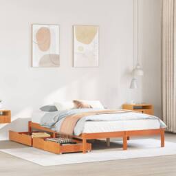 Berkfield Home Bed Frame without Mattress Wax Brown 120x190 cm Small Double Solid Wood Pine - thumbnail 1