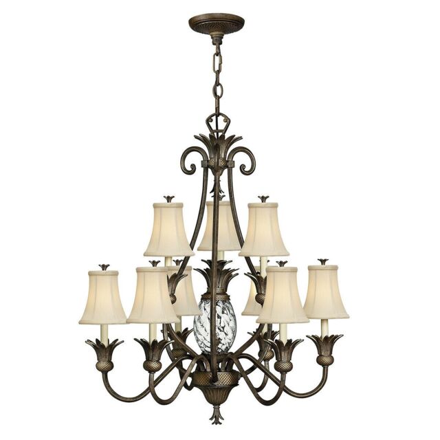 Loops 10 Bulb Chandelier Hanging Pendant LIght Pearl Bronze LED E14 60W Bulb