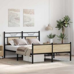 Berkfield Home Bed Frame without Mattress Sonoma Oak 140x200 cm Engineered Wood in Brown - thumbnail 5