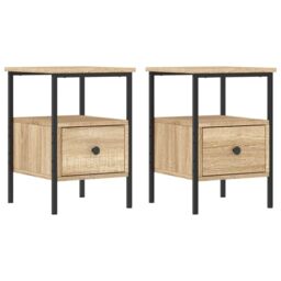 Berkfield Home Bedside Cabinets 2 pcs Sonoma Oak 34x36x50 cm Engineered Wood in Brown - Size: 34 x 36 x 50 cm - thumbnail 2