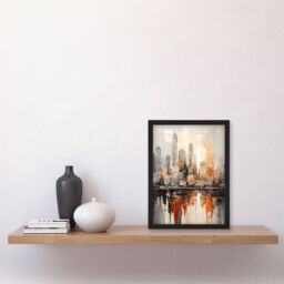 Artery8 Manhattan Skyline Oil Painting By M Hinge Geometric Heavy Palette Knife NYC Skyscraper Artwork Art Print Framed Poster Wall Decor - thumbnail 4
