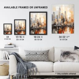 Artery8 Manhattan Skyline Oil Painting By M Hinge Geometric Heavy Palette Knife NYC Skyscraper Artwork Art Print Framed Poster Wall Decor - thumbnail 3