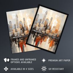 Artery8 Manhattan Skyline Oil Painting By M Hinge Geometric Heavy Palette Knife NYC Skyscraper Artwork Art Print Framed Poster Wall Decor - thumbnail 2