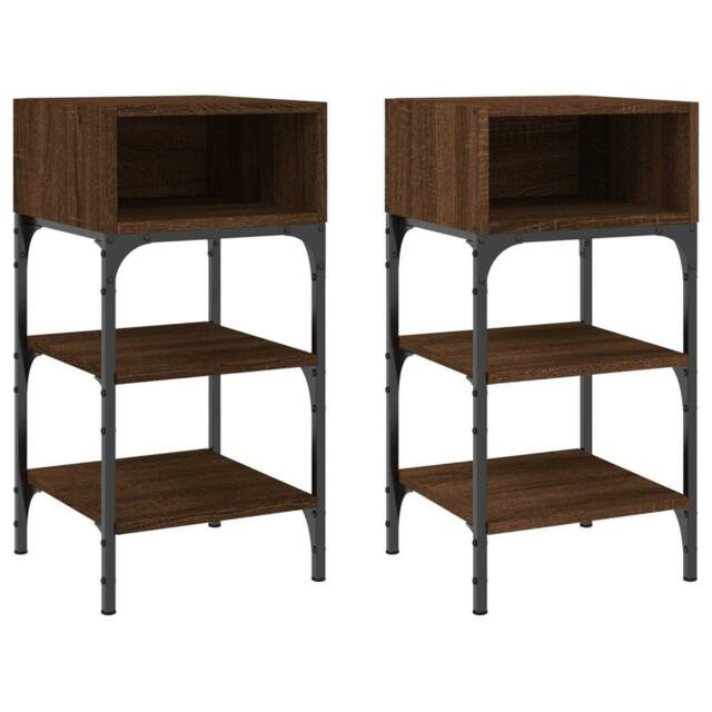 Berkfield Home Bedside Tables 2 pcs Brown Oak 35x34.5x70 cm Engineered Wood - image 1
