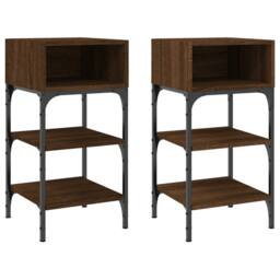 Berkfield Home Bedside Tables 2 pcs Brown Oak 35x34.5x70 cm Engineered Wood - thumbnail 1