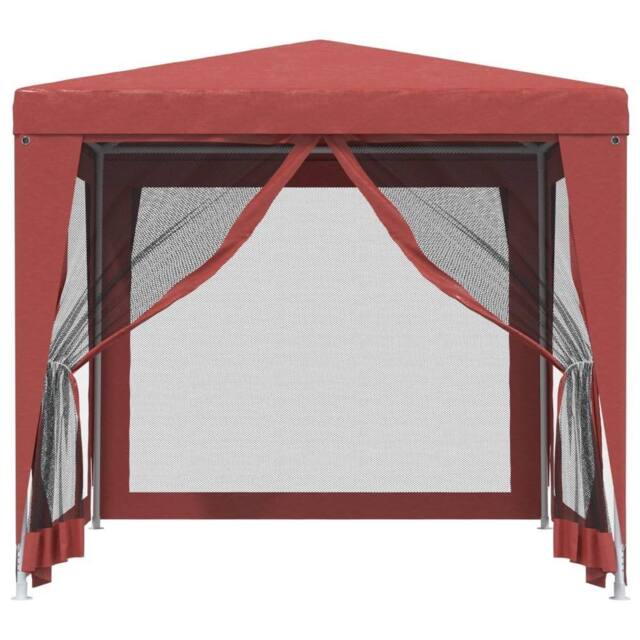 Berkfield Home Party Tent with 4 Mesh Sidewalls Red 2.5x2.5 m HDPE - image 1