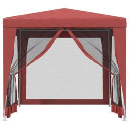 Berkfield Home Party Tent with 4 Mesh Sidewalls Red 2.5x2.5 m HDPE