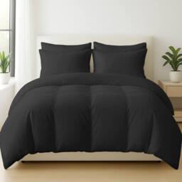 Pamposh 400TC Egyptian Cotton Duvet Cover Set With Matching Fitted Sheet in Black - Size: Double - thumbnail 2
