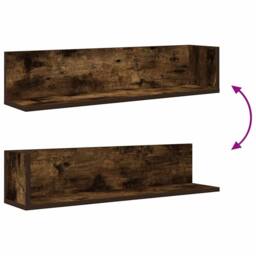Berkfield Home Decorative Wall Shelves 2 pcs Smoked Oak 75x16.5x16.5 cm Engineer in Brown - thumbnail 8