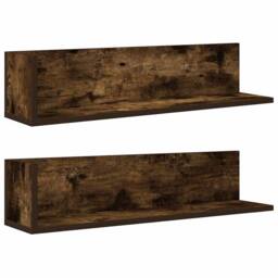 Berkfield Home Decorative Wall Shelves 2 pcs Smoked Oak 75x16.5x16.5 cm Engineer in Brown - thumbnail 3