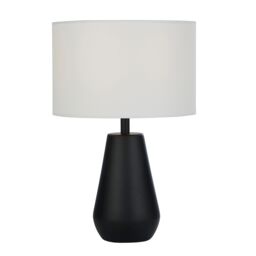 Lighting Collection Pair Touch Table Lamps Matt Black Linen Shades Table Lamp - thumbnail 3