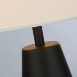 Lighting Collection Pair Touch Table Lamps Matt Black Linen Shades Table Lamp - thumbnail 4