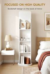Living and Home Rotating Full-Length Mirror with Magazine Rack in Warm White - thumbnail 2