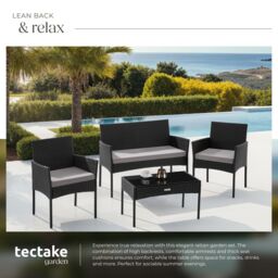 tectake Rattan Garden Furniture Palese - for 4 people, weather resistant in Black - Size: 4 Person - thumbnail 4