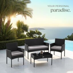 tectake Rattan Garden Furniture Palese - for 4 people, weather resistant in Black - Size: 4 Person - thumbnail 8