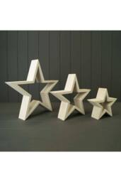 KDMD Set of Three Wooden Stars in Off-White
