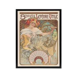 "Artery8 Biscuits Kitchen Vintage French Ad Framed Canvas Wall Art Print Mucha - Size: W12"" x H16""" - thumbnail 1