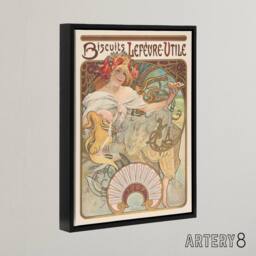 "Artery8 Biscuits Kitchen Vintage French Ad Framed Canvas Wall Art Print Mucha - Size: W12"" x H16""" - thumbnail 2