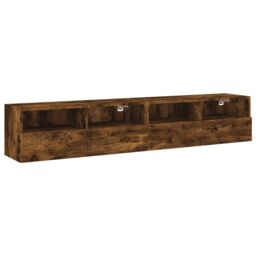 Berkfield Home TV Wall Cabinets 2 pcs Smoked Oak 80x30x30 cm Engineered Wood in Brown - Size: 80 x 30 x 30 cm - thumbnail 2