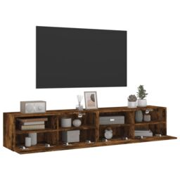 Berkfield Home TV Wall Cabinets 2 pcs Smoked Oak 80x30x30 cm Engineered Wood in Brown - Size: 80 x 30 x 30 cm - thumbnail 6