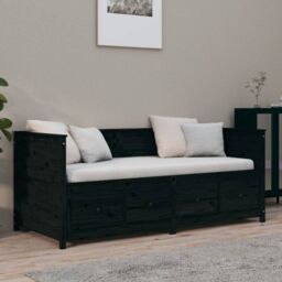 Berkfield Home Day Bed Black 90x190 cm Solid Wood Pine - thumbnail 4