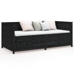 Berkfield Home Day Bed Black 90x190 cm Solid Wood Pine - thumbnail 5