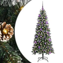Berkfield Home Elegant Artificial Christmas Tree with 150 LEDs Green 66 x 66 x 150 cm - thumbnail 3