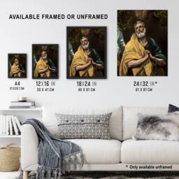 "Artery8 Apostle Guilt Saint Peter in Tears El Greco Framed Wall Art Print - Size: W12"" x H16""" - thumbnail 3