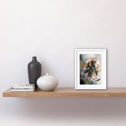 "Artery8 Wall Art Print Skier Skiing Winter Sport Paint Splat Painting Artwork Framed 9X7 Inch in White - Size: W7"" x H9""" - thumbnail 2