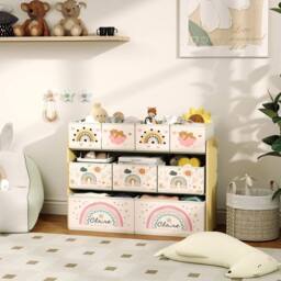 PAWNORA 3-Tier Toy Organiser Shelf with 9 Storage Boxes - thumbnail 5