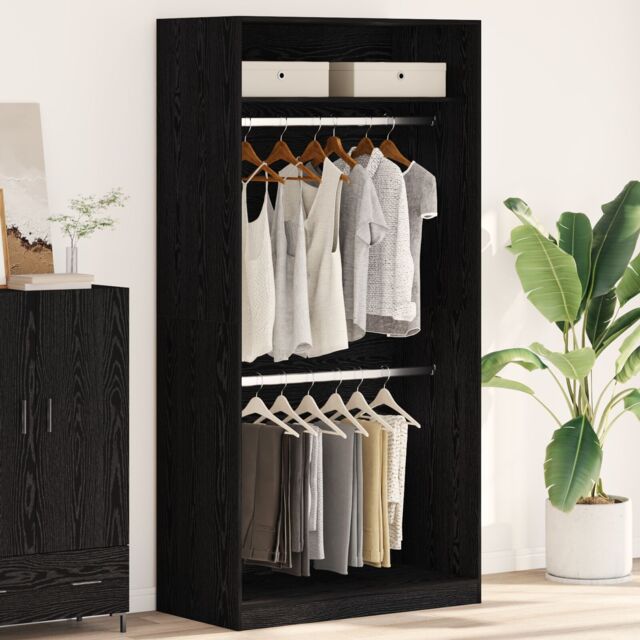 Berkfield Home Black Oak Wardrobe - 100x50x200 cm, Made of Engineered Wood - Size: 100 x 50 x 200 cm - image 1