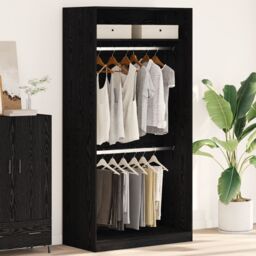 Berkfield Home Black Oak Wardrobe - 100x50x200 cm, Made of Engineered Wood - Size: 100 x 50 x 200 cm - thumbnail 1