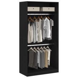 Berkfield Home Black Oak Wardrobe - 100x50x200 cm, Made of Engineered Wood - Size: 100 x 50 x 200 cm - thumbnail 3