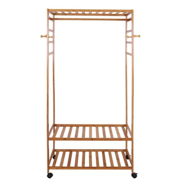 KORVIXA 78cm x 41cm x 169cm Hanging Garment Coat Rack Portable Rolling Stand in Natural - Size: 100 cm - image 1