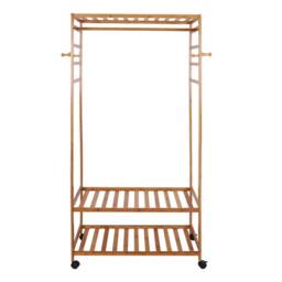 KORVIXA 78cm x 41cm x 169cm Hanging Garment Coat Rack Portable Rolling Stand in Natural - Size: 100 cm