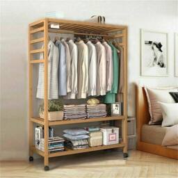 KORVIXA 78cm x 41cm x 169cm Hanging Garment Coat Rack Portable Rolling Stand in Natural - Size: 100 cm - thumbnail 3