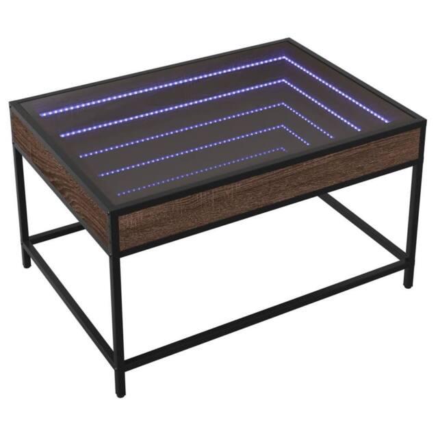 Berkfield Home Decorative Coffee Table with Infinity LED Brown Oak 70x50x41 cm - Size: 70 x 50 x 41 cm - image 1