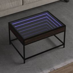 Berkfield Home Decorative Coffee Table with Infinity LED Brown Oak 70x50x41 cm - Size: 70 x 50 x 41 cm - thumbnail 2