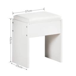 FORGEVIO White Dressing Table Stool Makeup Chair Soft Padded Cushion - thumbnail 2