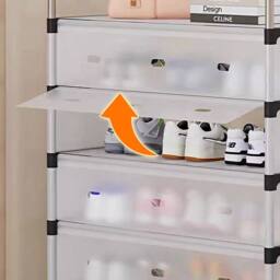 VOGREX 5 Tier Cabinet Storage Organiser Shoe Rack Stand Holder in Grey - thumbnail 4