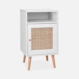 sweeek Pair Of Scandi-style Bedside Tables With Cupboard in White - thumbnail 2